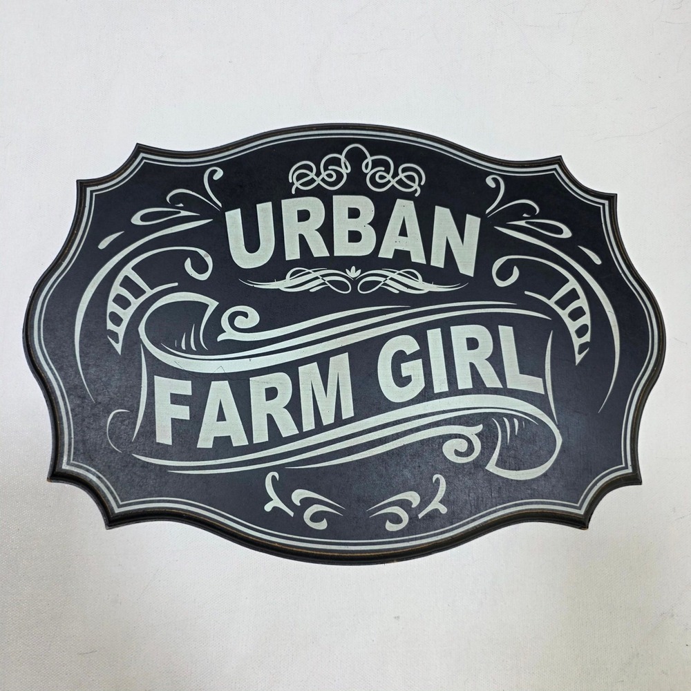 Urban Farm Girl Wall Sign Decor Black Cream Rustic Farmhouse Plaque